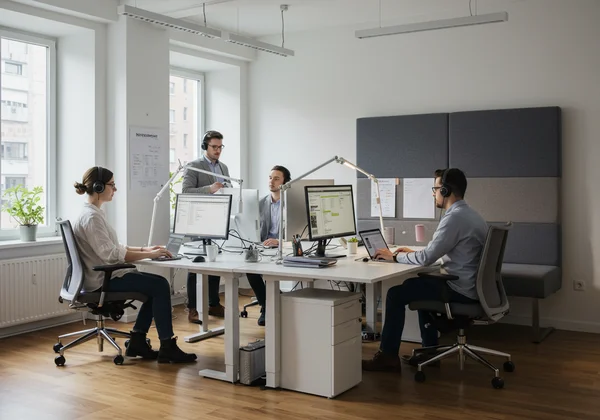 Diverse employees in a neuro-inclusive office with accommodations