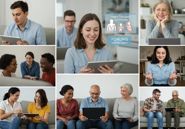 Diverse group connecting, symbolizing neurodivergent community.