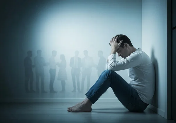 Person looking extremely drained after a social interaction