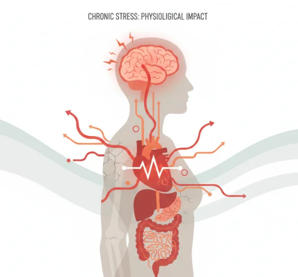 Illustration of chronic stress affecting the body