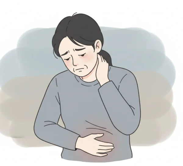 Person experiencing various physical burnout symptoms